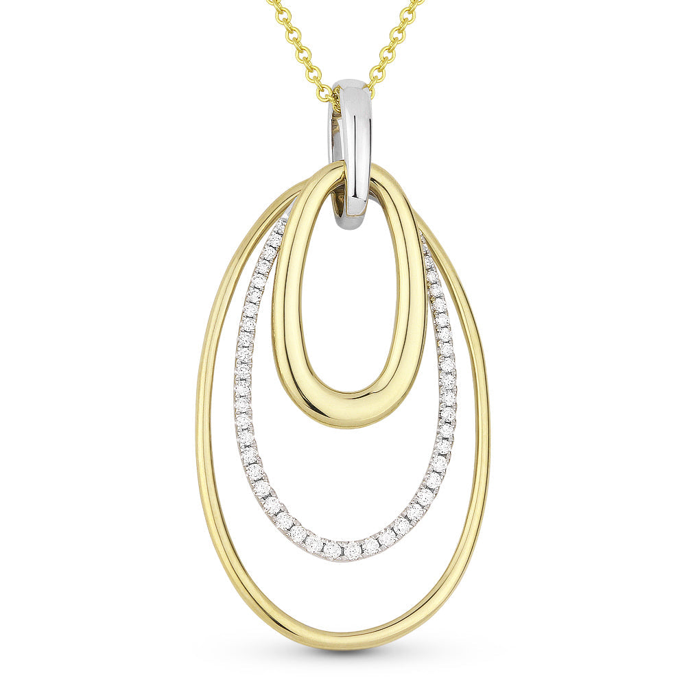 Beautiful Hand Crafted 14K Two Tone Gold White Diamond Milano Collection Pendant