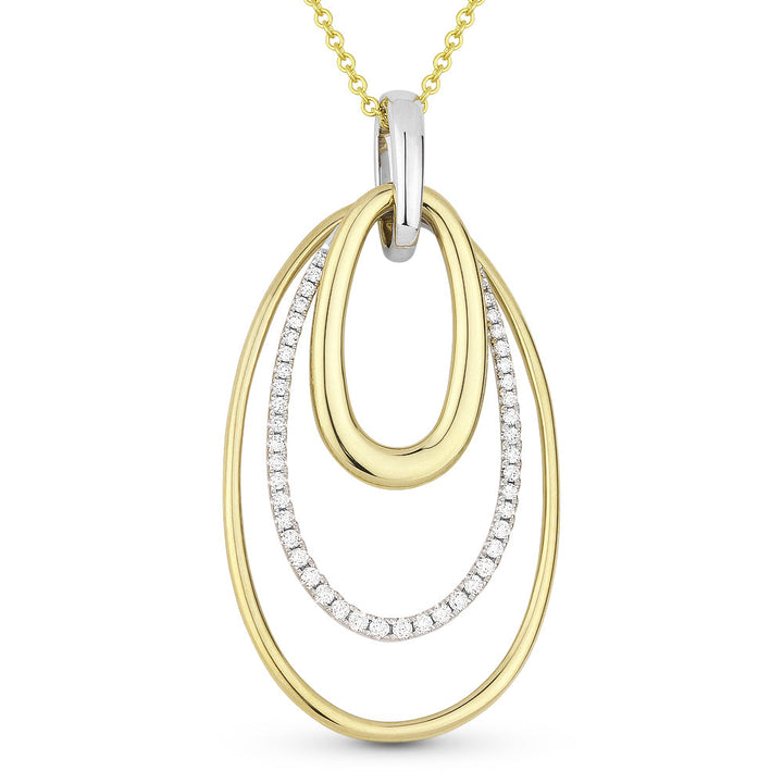 Beautiful Hand Crafted 14K Two Tone Gold White Diamond Milano Collection Pendant