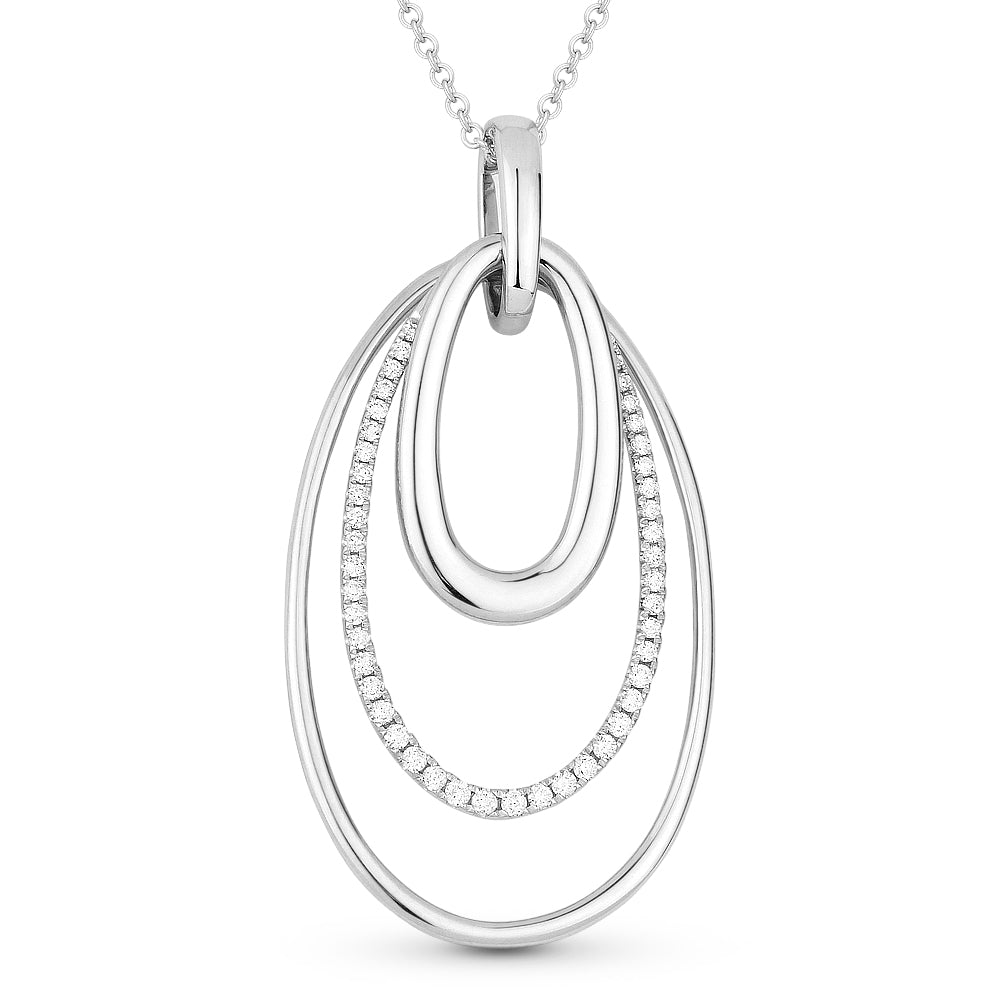 Beautiful Hand Crafted 14K White Gold White Diamond Milano Collection Pendant