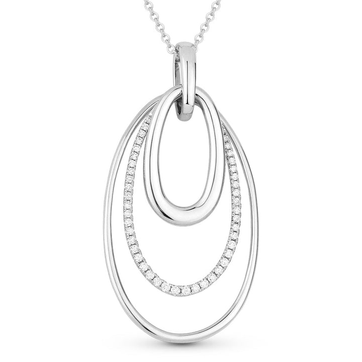 Beautiful Hand Crafted 14K White Gold White Diamond Milano Collection Pendant