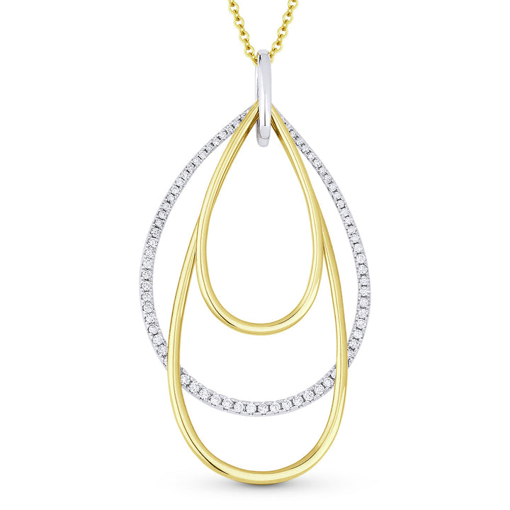 Beautiful Hand Crafted 14K Two Tone Gold White Diamond Milano Collection Pendant