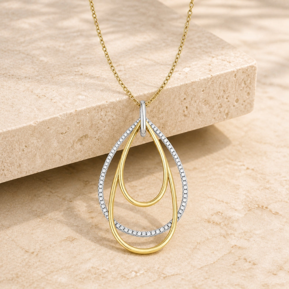 N1208 - 14K Gold Diamond Oval Pendant
