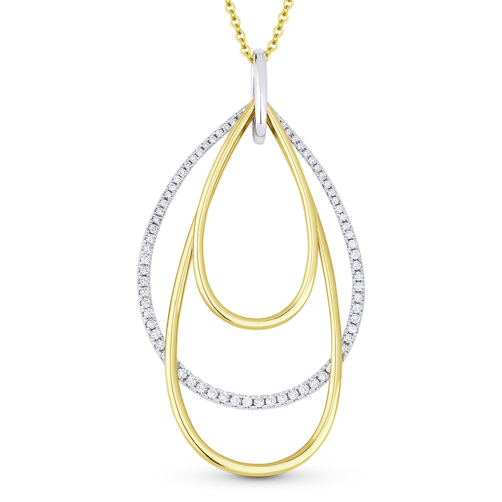 Beautiful Hand Crafted 14K Two Tone Gold White Diamond Milano Collection Pendant