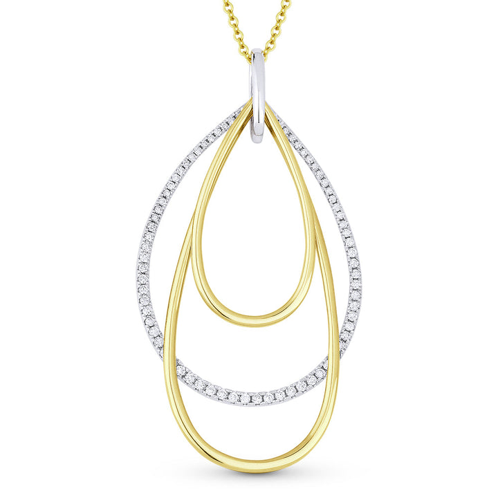 Beautiful Hand Crafted 14K Two Tone Gold White Diamond Milano Collection Pendant