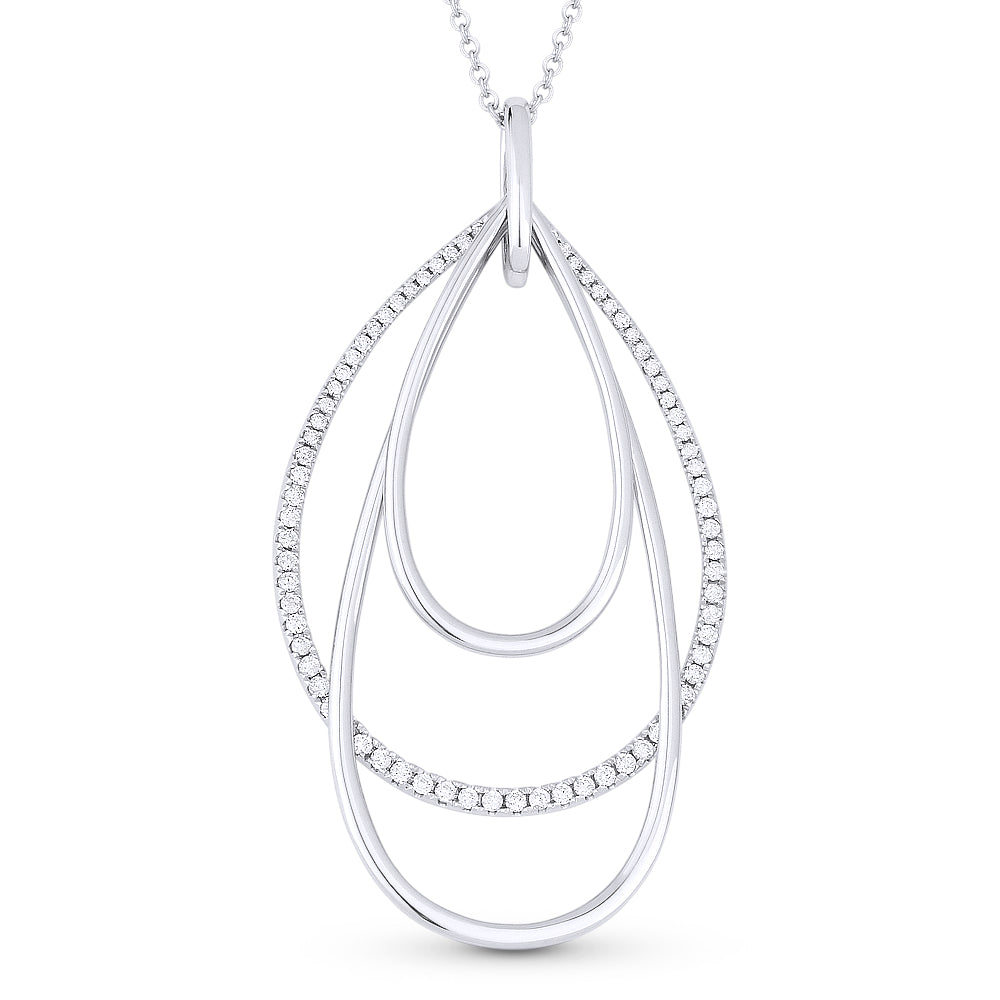 Beautiful Hand Crafted 14K White Gold White Diamond Milano Collection Pendant