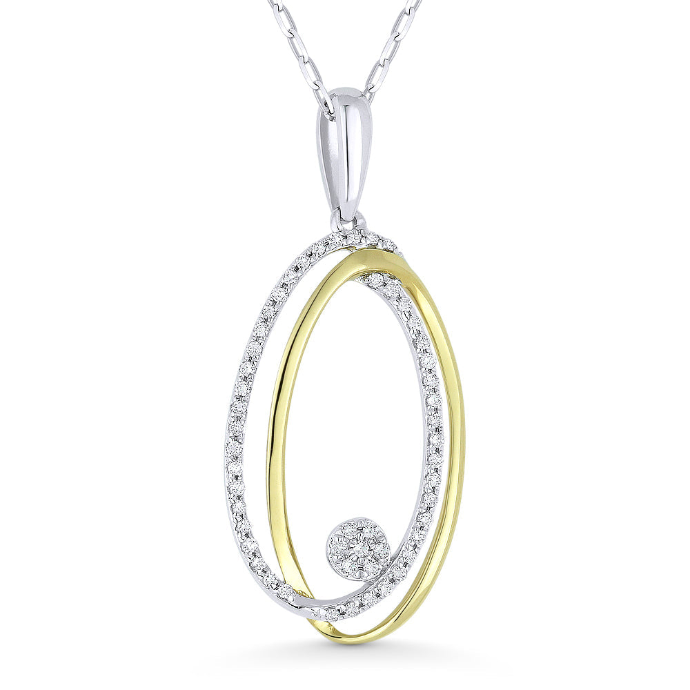 Beautiful Hand Crafted 14K Two Tone Gold White Diamond Milano Collection Pendant