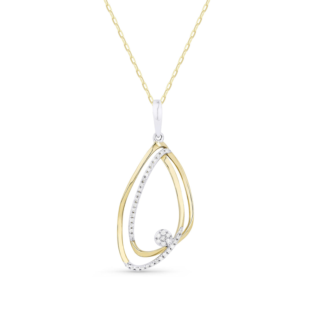 Beautiful Hand Crafted 14K Two Tone Gold White Diamond Milano Collection Pendant