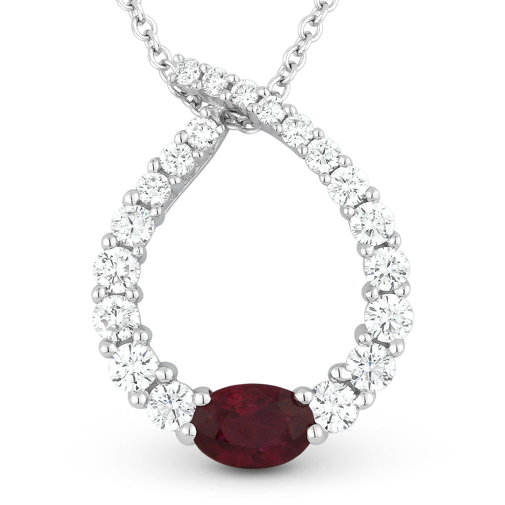 Beautiful Hand Crafted 18K White Gold  Ruby And Diamond Arianna Collection Pendant