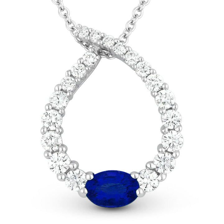 Beautiful Hand Crafted 18K White Gold  Sapphire And Diamond Arianna Collection Pendant