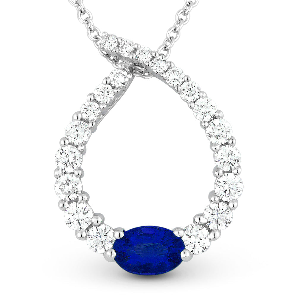 Beautiful Hand Crafted 18K White Gold  Sapphire And Diamond Arianna Collection Pendant