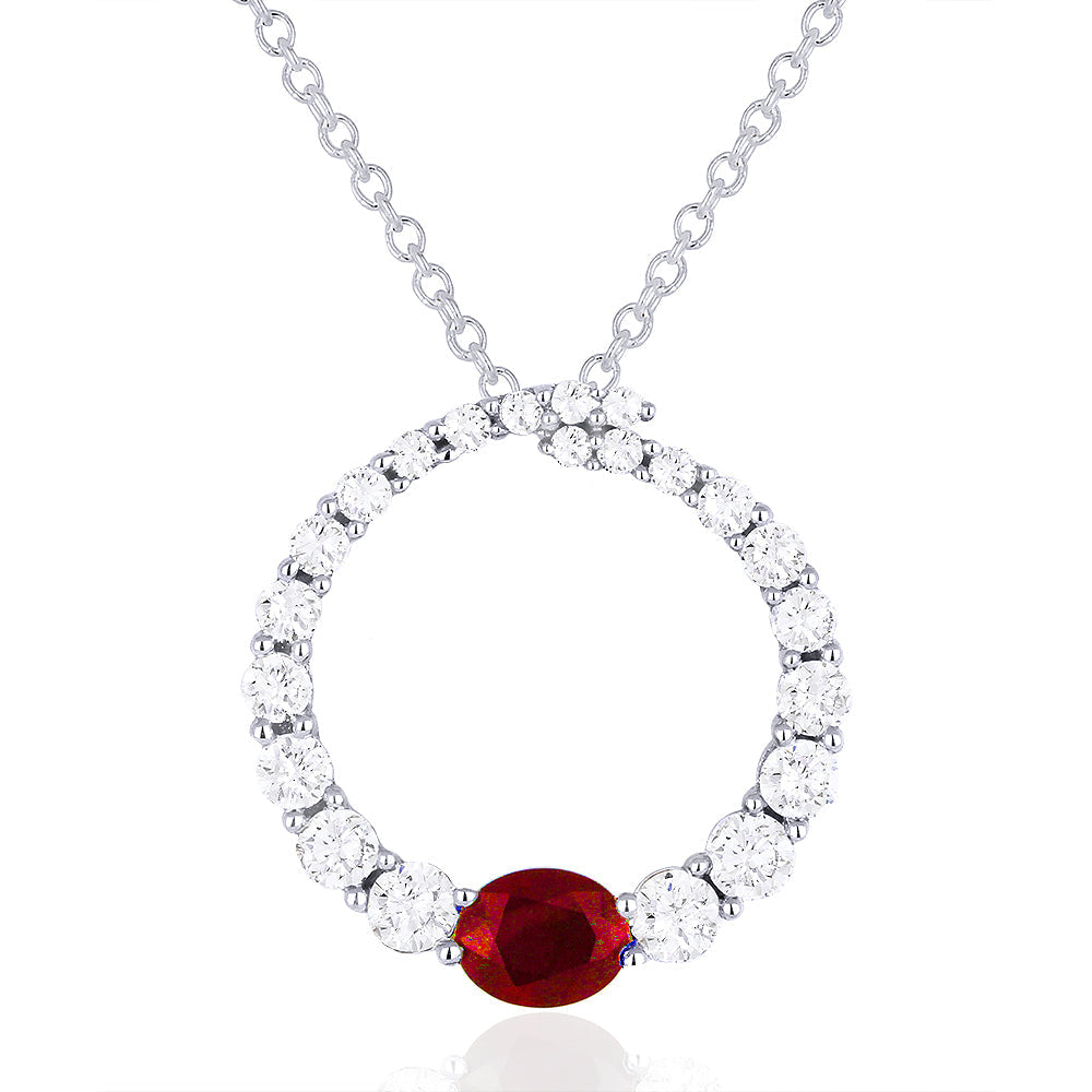 Beautiful Hand Crafted 18K White Gold  Ruby And Diamond Arianna Collection Pendant