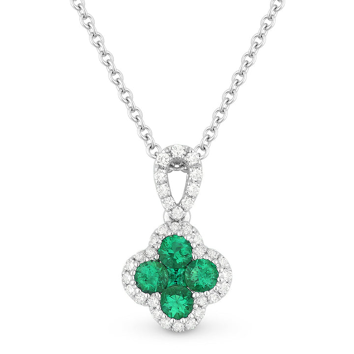 Beautiful Hand Crafted 18K White Gold  Emerald And Diamond Arianna Collection Pendant