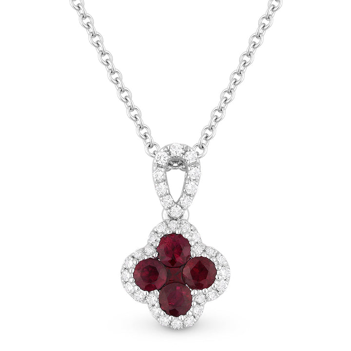 Beautiful Hand Crafted 14K White Gold  Ruby And Diamond Arianna Collection Pendant