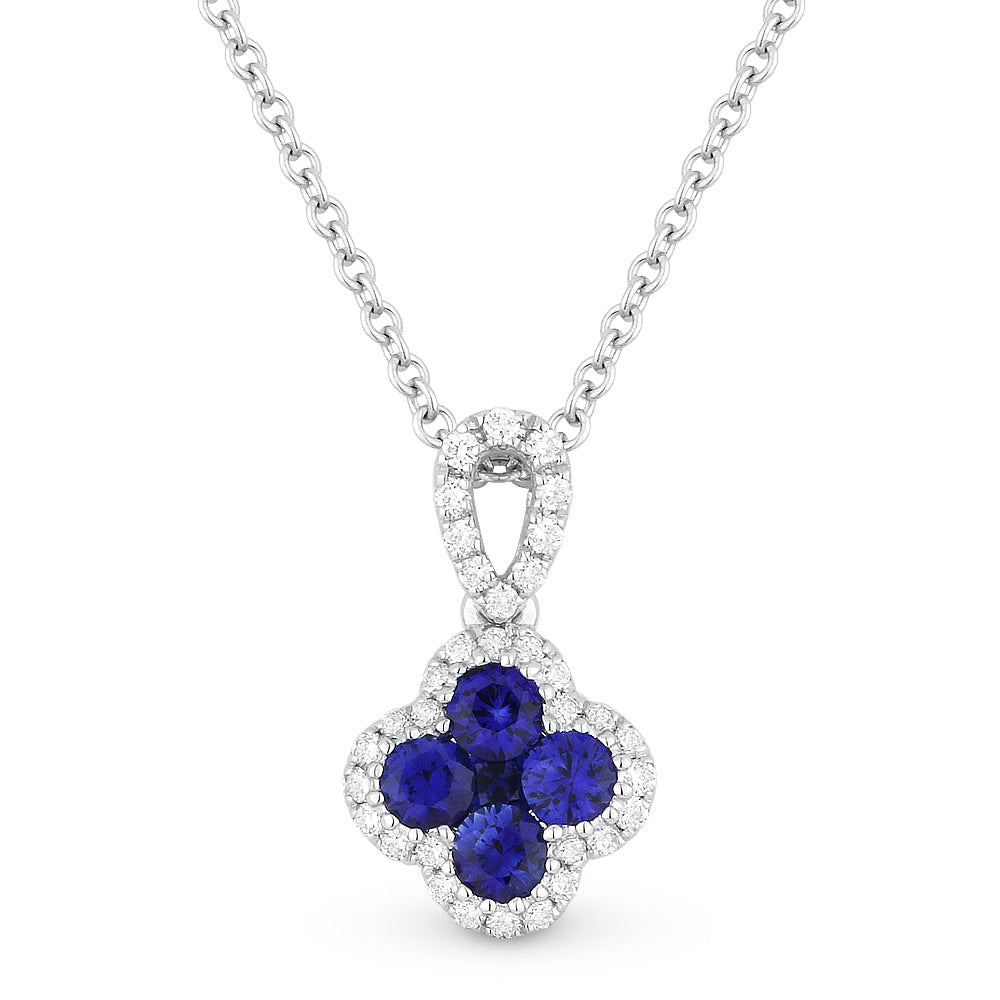 Beautiful Hand Crafted 14K White Gold  Sapphire And Diamond Arianna Collection Pendant