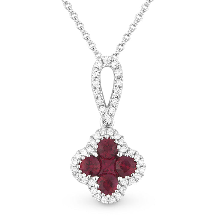 Beautiful Hand Crafted 14K White Gold  Ruby And Diamond Arianna Collection Pendant