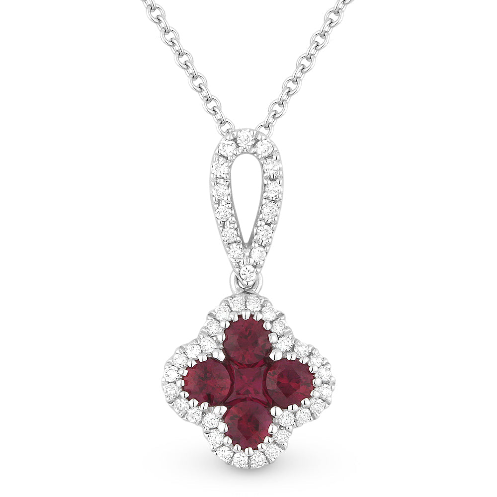 Beautiful Hand Crafted 14K White Gold  Ruby And Diamond Arianna Collection Pendant