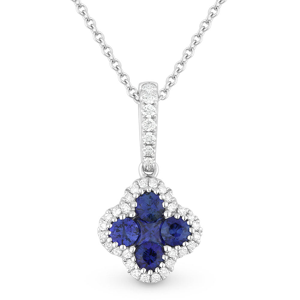 Beautiful Hand Crafted 14K White Gold  Sapphire And Diamond Arianna Collection Pendant