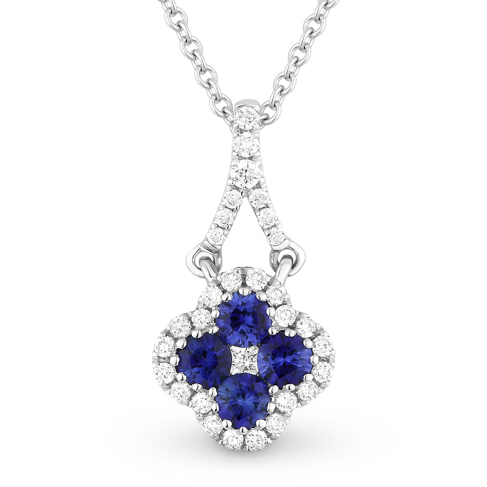 Beautiful Hand Crafted 14K White Gold  Sapphire And Diamond Arianna Collection Pendant