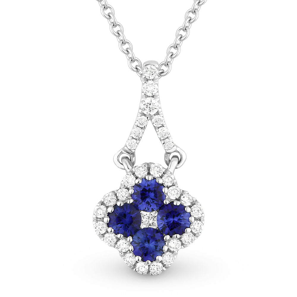 Beautiful Hand Crafted 14K White Gold  Sapphire And Diamond Arianna Collection Pendant