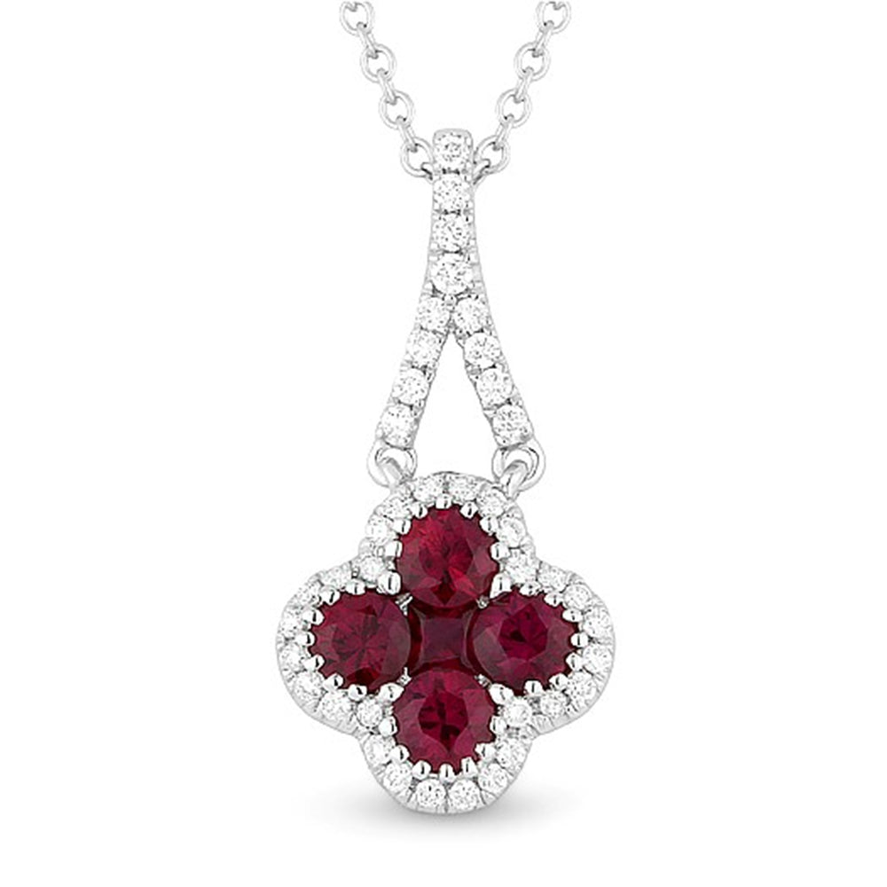Beautiful Hand Crafted 14K White Gold  Ruby And Diamond Arianna Collection Pendant