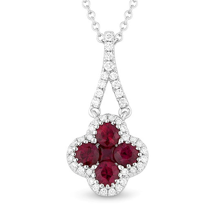 Beautiful Hand Crafted 14K White Gold  Ruby And Diamond Arianna Collection Pendant