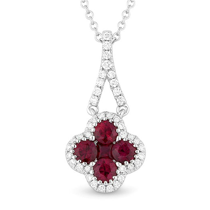 Beautiful Hand Crafted 14K White Gold  Ruby And Diamond Arianna Collection Pendant