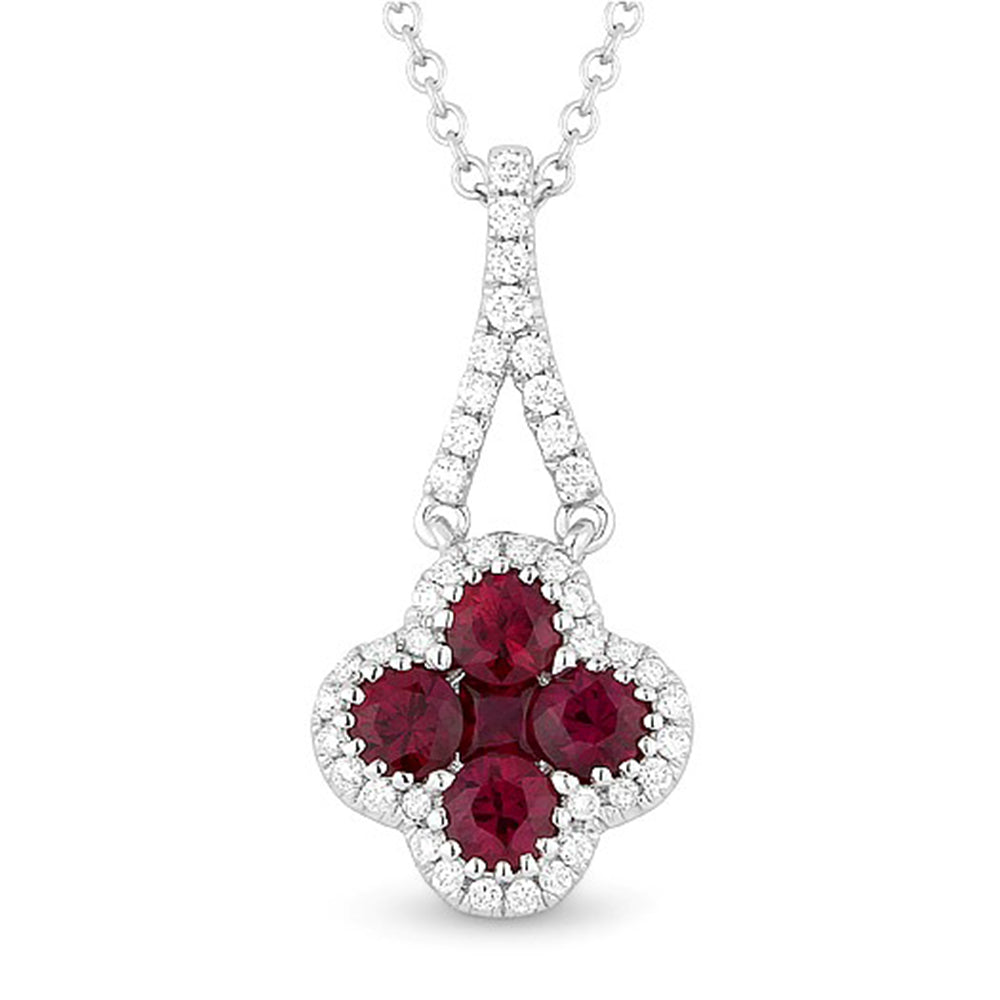 Beautiful Hand Crafted 14K White Gold  Ruby And Diamond Arianna Collection Pendant