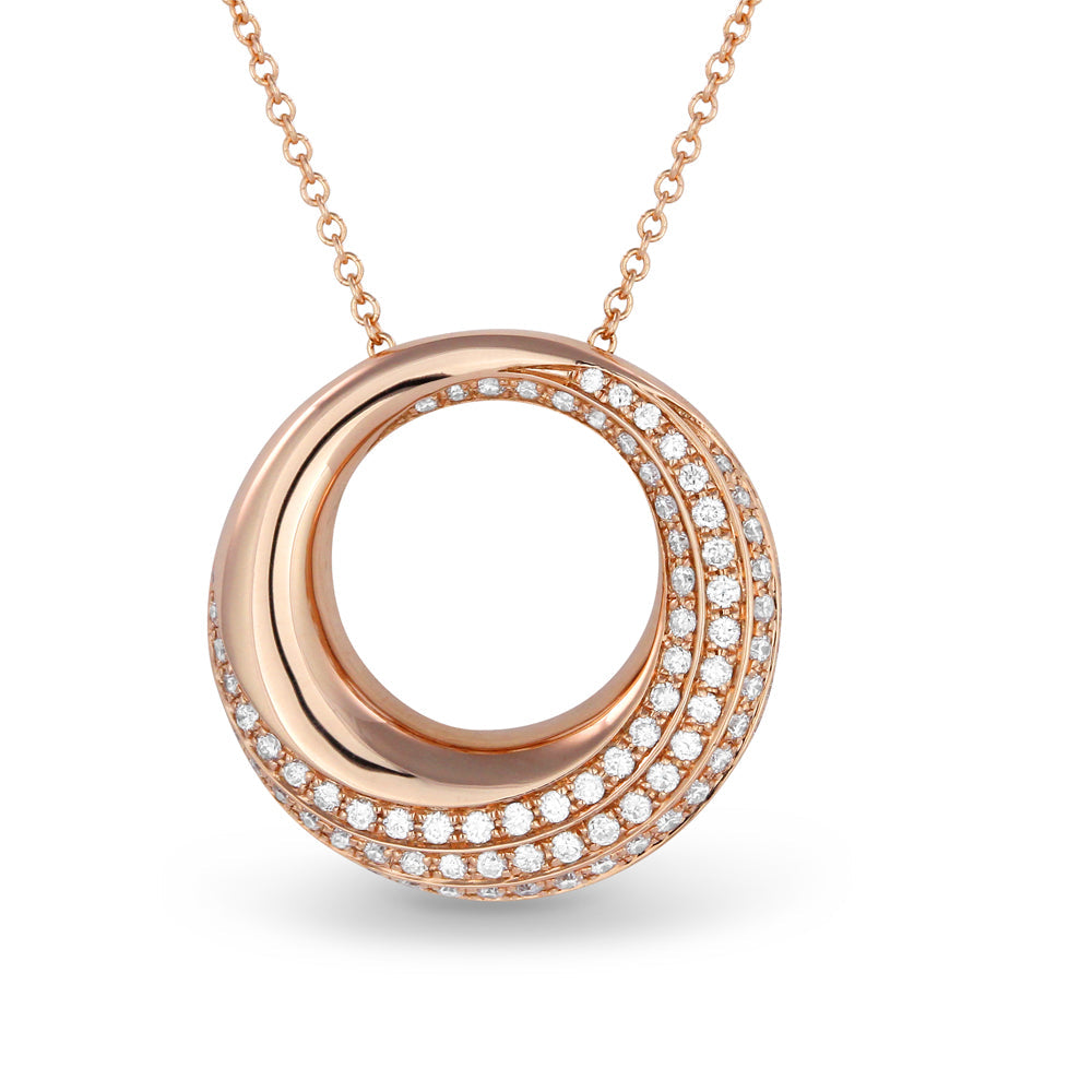 Beautiful Hand Crafted 14K Rose Gold White Diamond Milano Collection Pendant