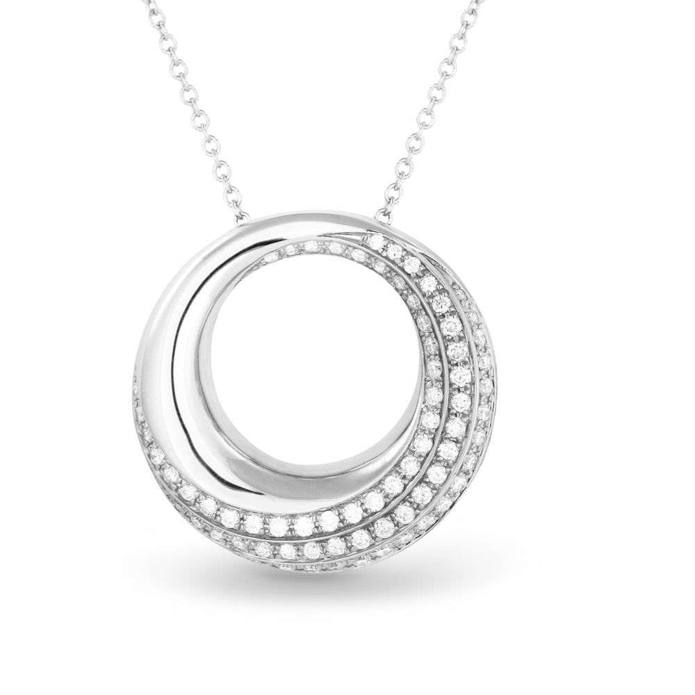 Beautiful Hand Crafted 14K White Gold White Diamond Milano Collection Pendant