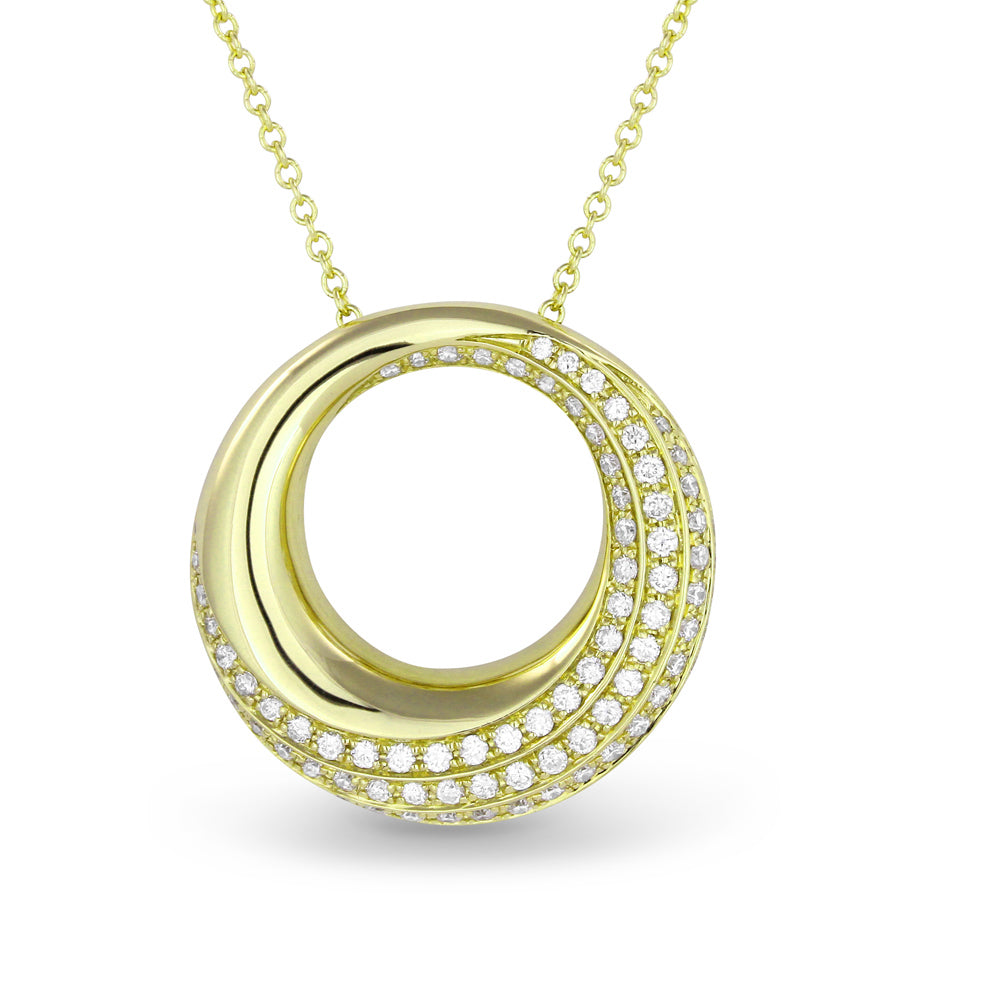 Beautiful Hand Crafted 14K Yellow Gold White Diamond Milano Collection Pendant