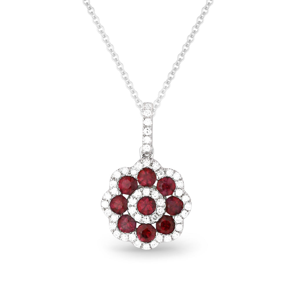 Beautiful Hand Crafted 14K White Gold  Ruby And Diamond Arianna Collection Pendant