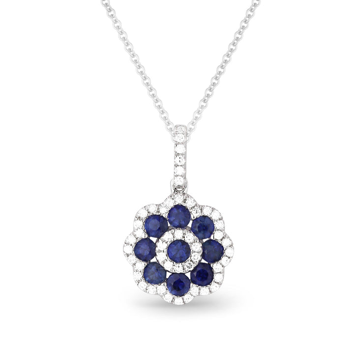 Beautiful Hand Crafted 14K White Gold  Sapphire And Diamond Arianna Collection Pendant