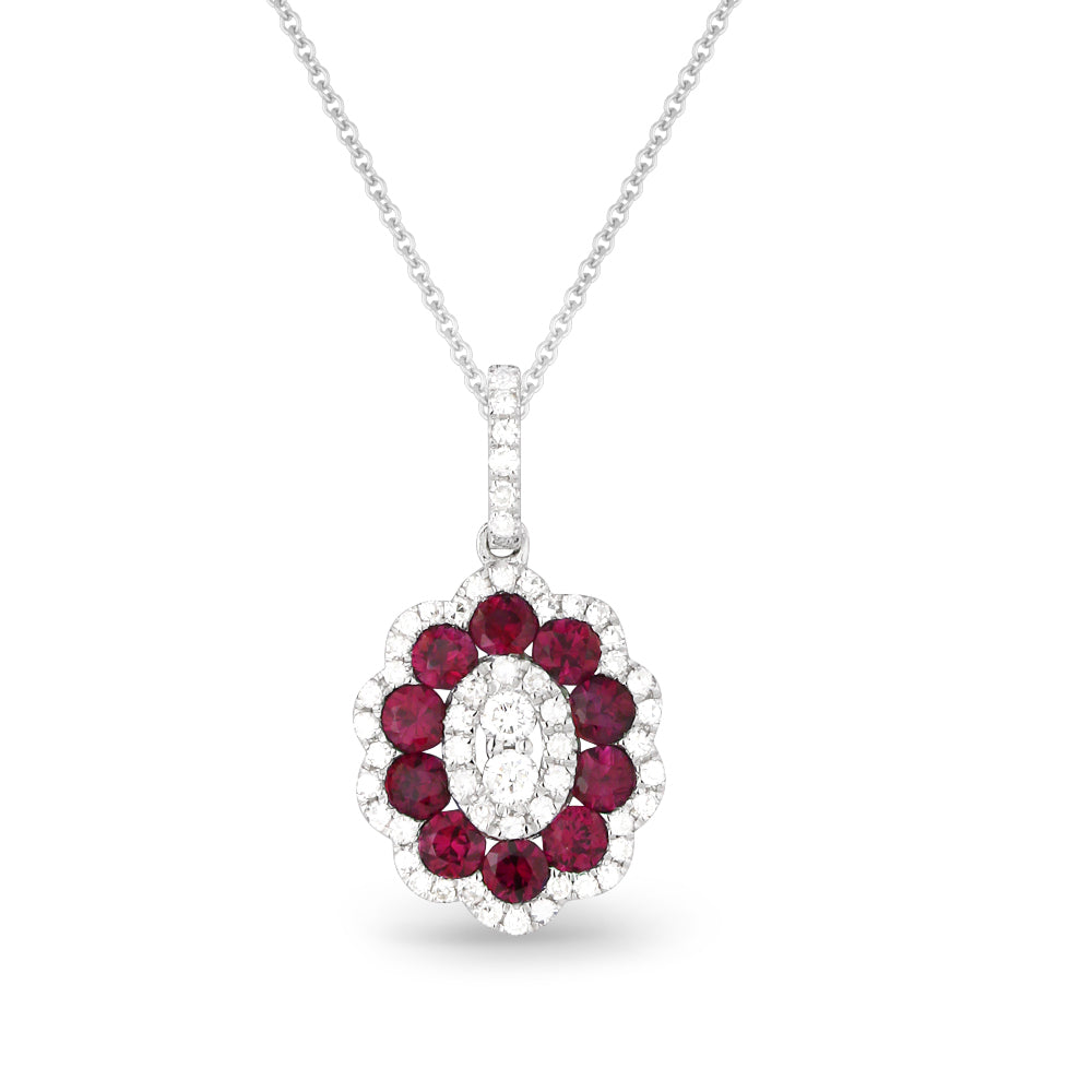 Beautiful Hand Crafted 14K White Gold  Ruby And Diamond Arianna Collection Pendant