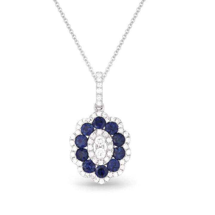 Beautiful Hand Crafted 14K White Gold  Sapphire And Diamond Arianna Collection Pendant