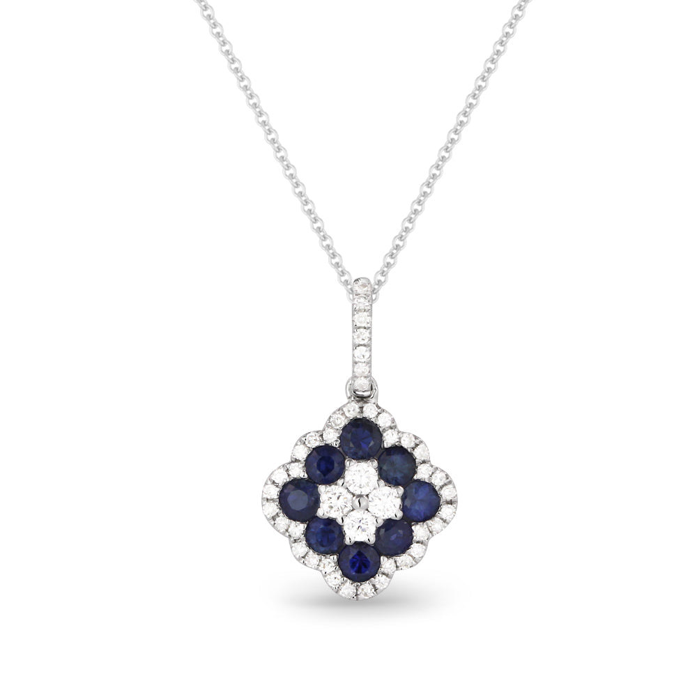 Beautiful Hand Crafted 14K White Gold  Sapphire And Diamond Arianna Collection Pendant