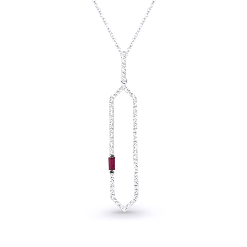 Beautiful Hand Crafted 14K White Gold  Ruby And Diamond Arianna Collection Pendant