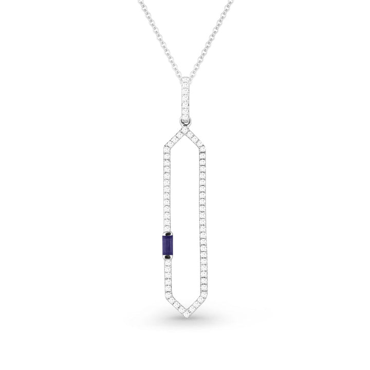 Beautiful Hand Crafted 14K White Gold  Sapphire And Diamond Arianna Collection Pendant