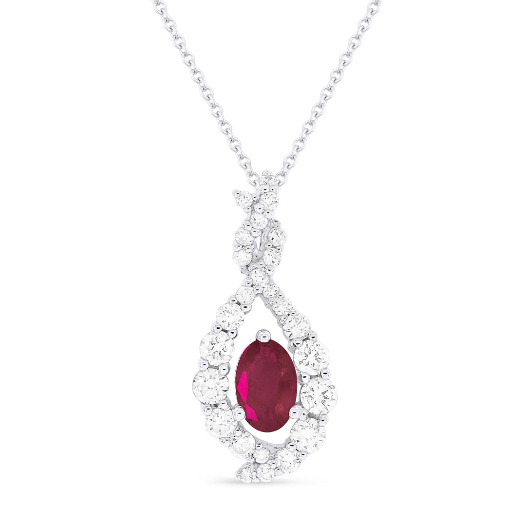 Beautiful Hand Crafted 14K White Gold  Ruby And Diamond Arianna Collection Pendant