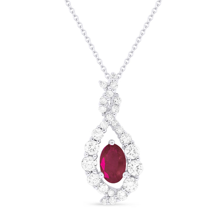 Beautiful Hand Crafted 14K White Gold  Ruby And Diamond Arianna Collection Pendant