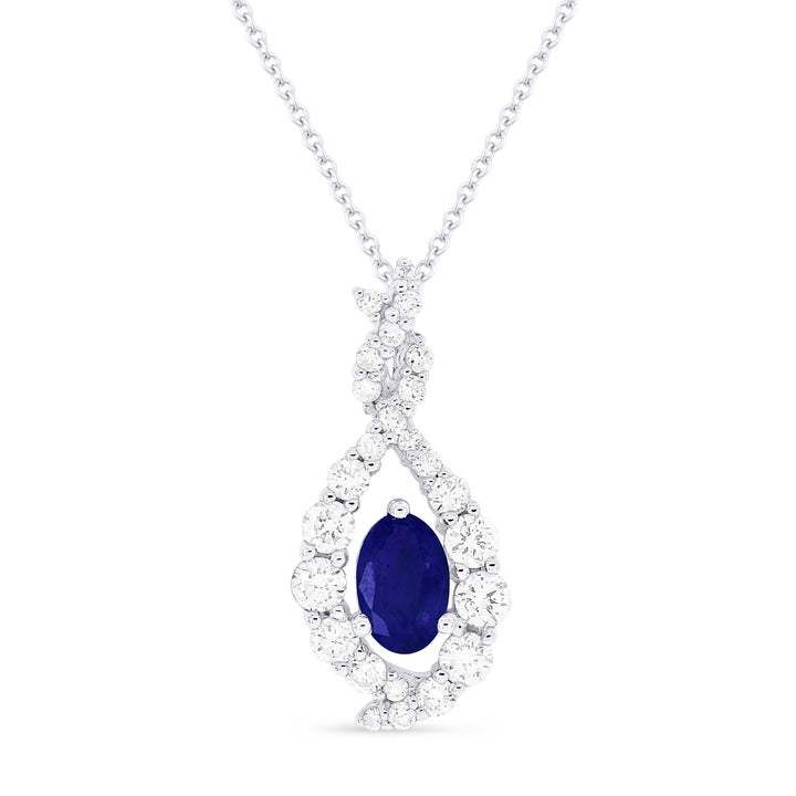 Beautiful Hand Crafted 14K White Gold  Sapphire And Diamond Arianna Collection Pendant