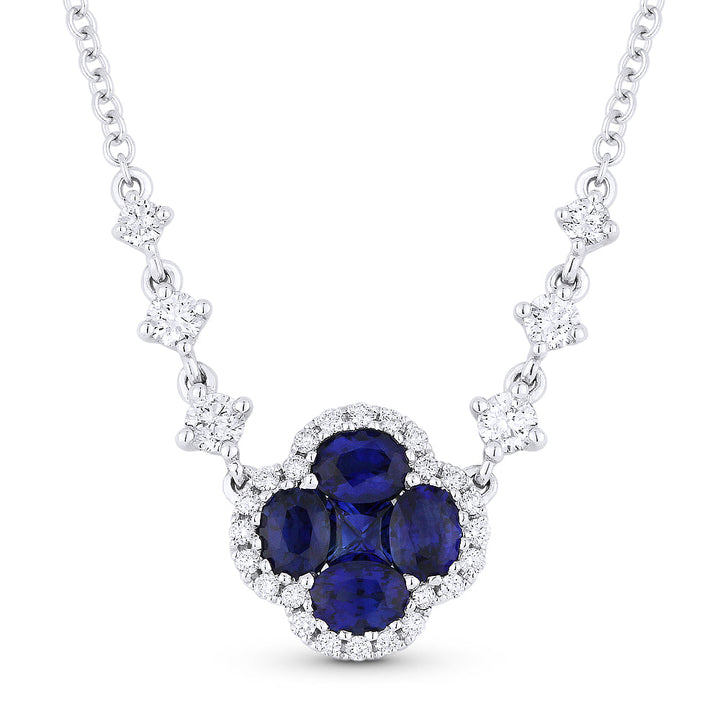 Beautiful Hand Crafted 18K White Gold  Sapphire And Diamond Arianna Collection Necklace