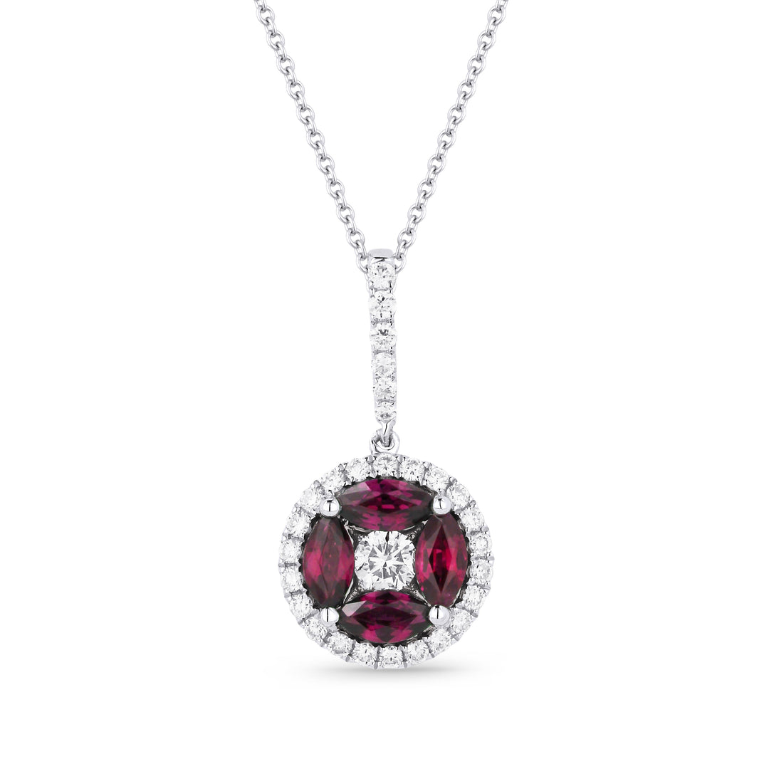 Beautiful Hand Crafted 14K White Gold  Ruby And Diamond Arianna Collection Pendant