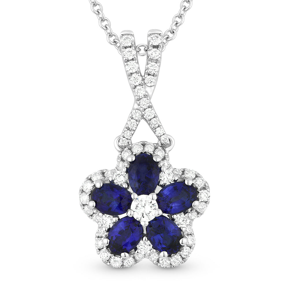 Beautiful Hand Crafted 18K White Gold  Sapphire And Diamond Arianna Collection Pendant