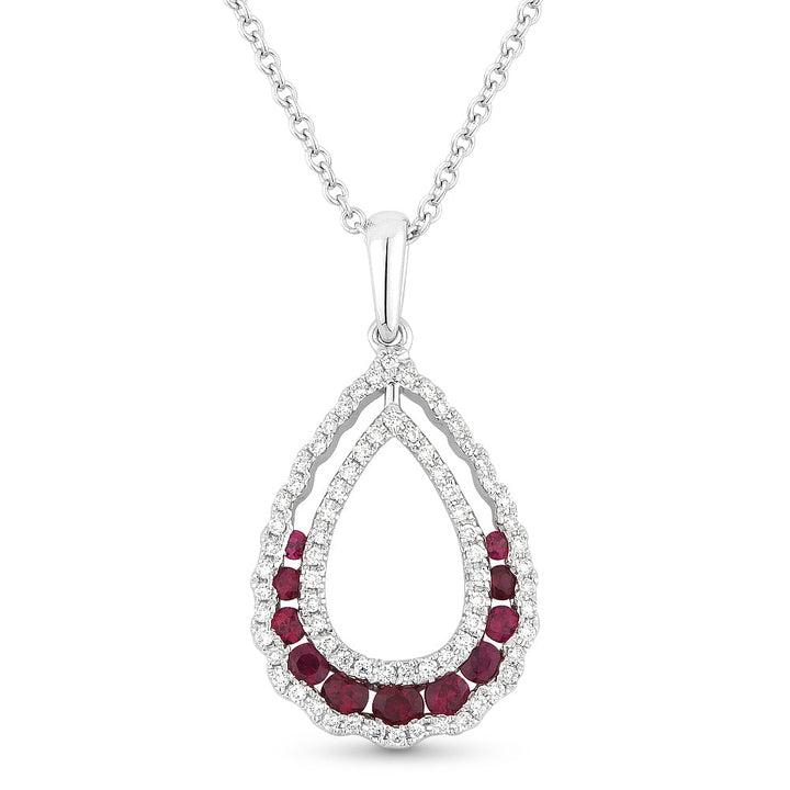 Beautiful Hand Crafted 14K White Gold  Ruby And Diamond Arianna Collection Pendant