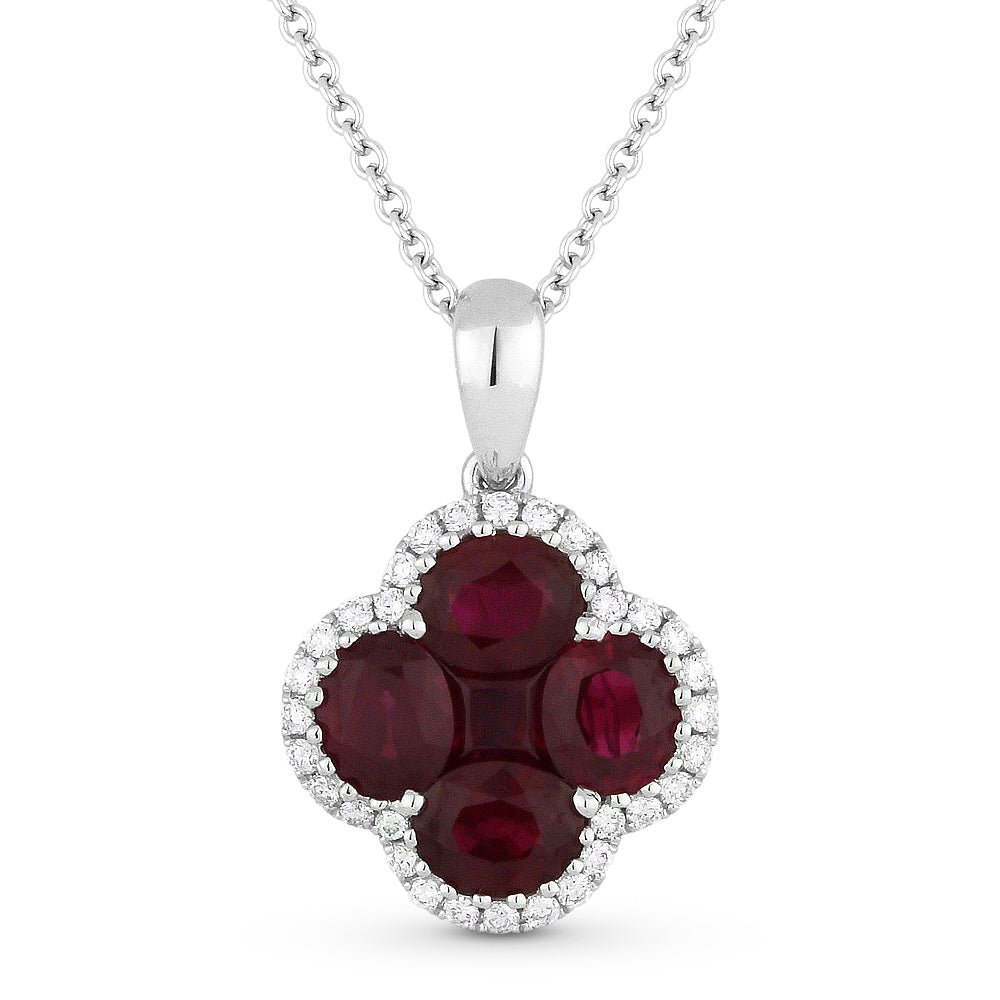 Beautiful Hand Crafted 18K White Gold  Ruby And Diamond Arianna Collection Pendant