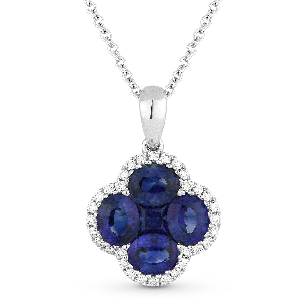 Beautiful Hand Crafted 18K White Gold  Sapphire And Diamond Arianna Collection Pendant