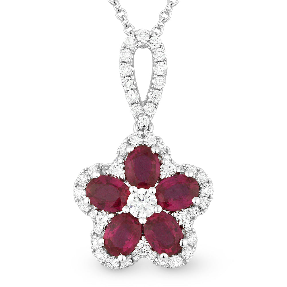 Beautiful Hand Crafted 18K White Gold  Ruby And Diamond Arianna Collection Pendant