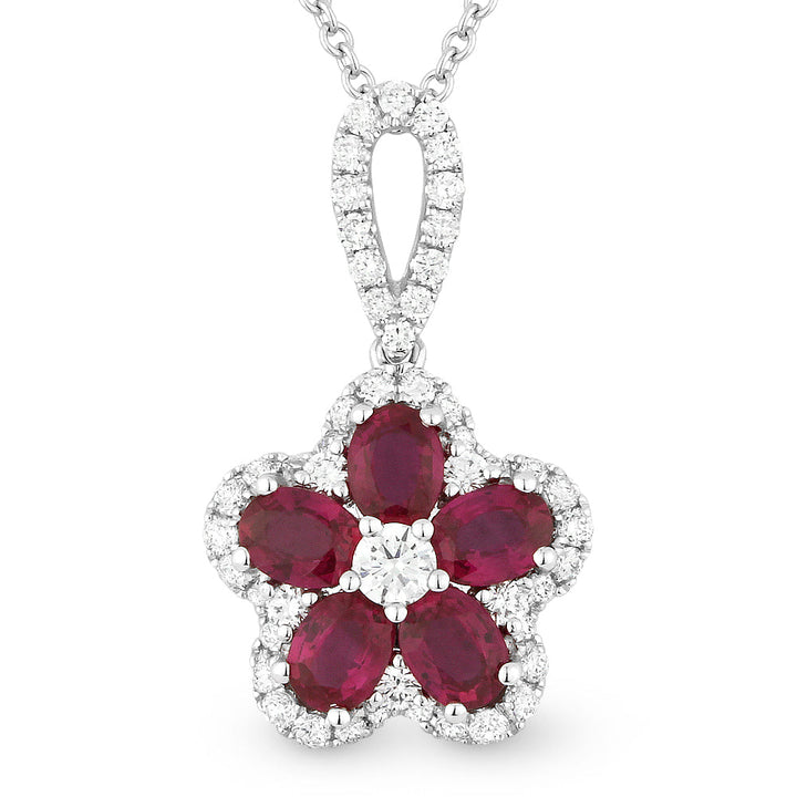 Beautiful Hand Crafted 18K White Gold  Ruby And Diamond Arianna Collection Pendant