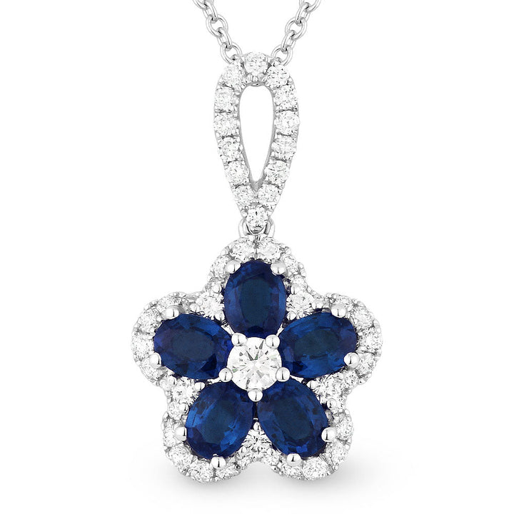 Beautiful Hand Crafted 18K White Gold  Sapphire And Diamond Arianna Collection Pendant