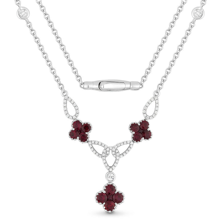 Beautiful Hand Crafted 18K White Gold  Ruby And Diamond Arianna Collection Necklace